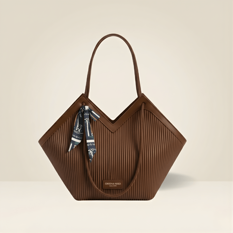 Luxury Ribbon-Accent Pleated Tote Bag (ZTS-CR-045)