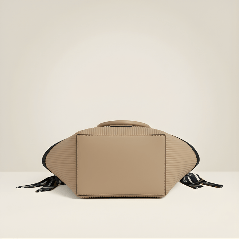 Luxury Ribbon-Accent Pleated Tote Bag (ZTS-CR-045)