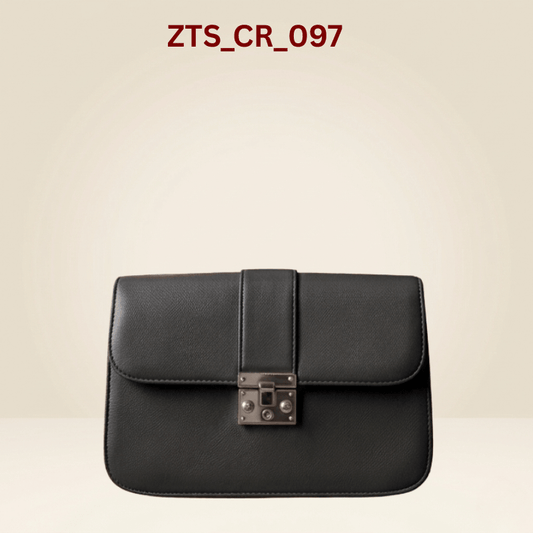 Classic Tan  PU Leather Crossbody Bag with Metallic Lock ZTS_CR_097