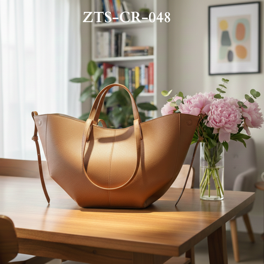 Spacious Tan Pu-Leather Everyday Shoulder Bag ZTS-CR-048