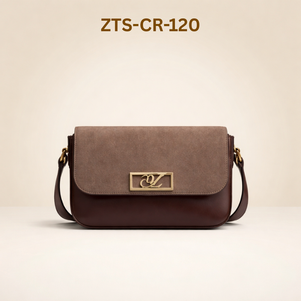 Crossbody Gold Chain, Metal Logo, Flap Closure ZTS-CR-120