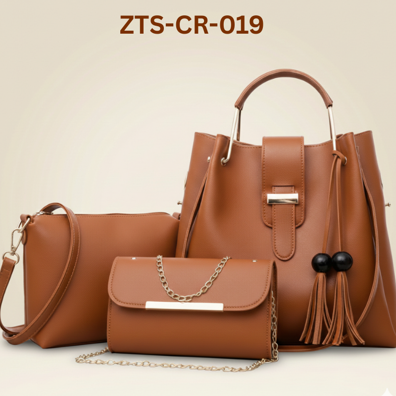 Tote, Crossbody & Clutch Premium 3-Piece Women's Handbag Set ZTS-CR-019