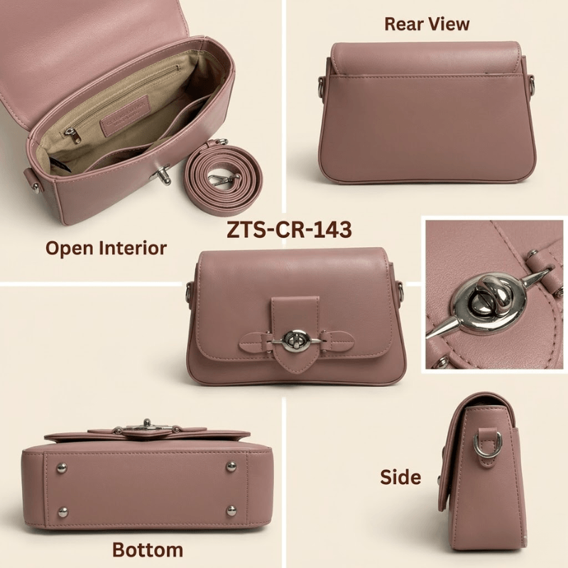 Luxury Structured Ladies Shoulder Bag Metallic Lock ZTS-CR-143