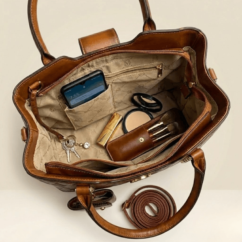 Luxury Quilted Ladies Tote Bag Matching Pouch ZTS-CR-142