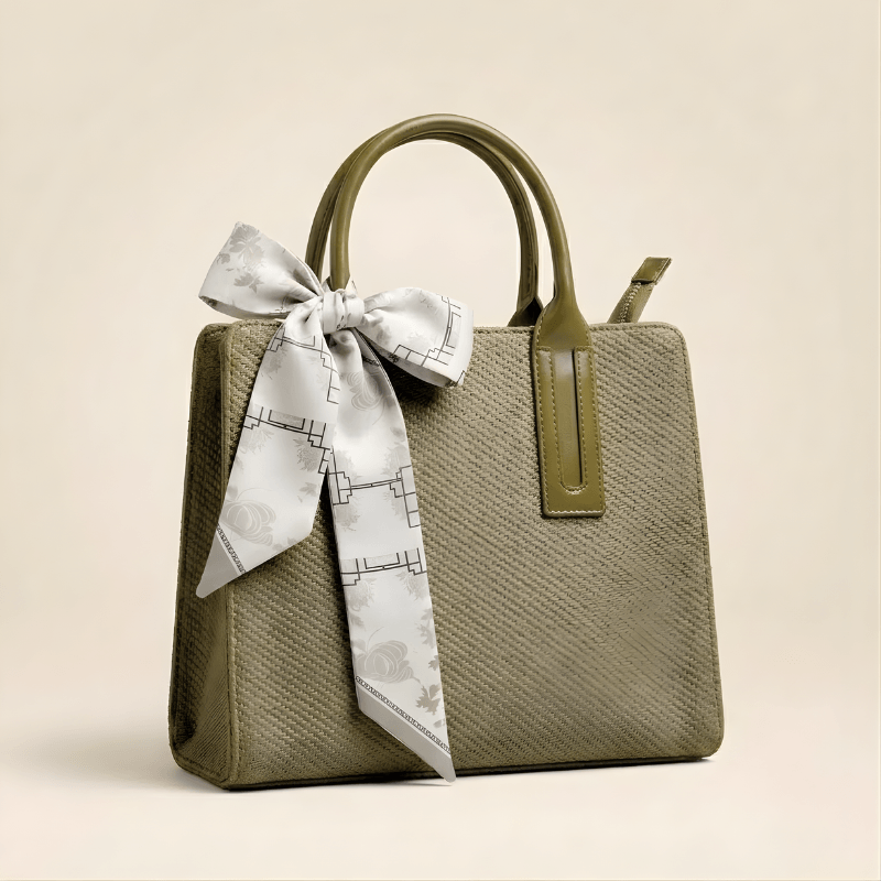 Luxury Textured Ladies Tote Bag Silk Scarf ZTS-CR-146