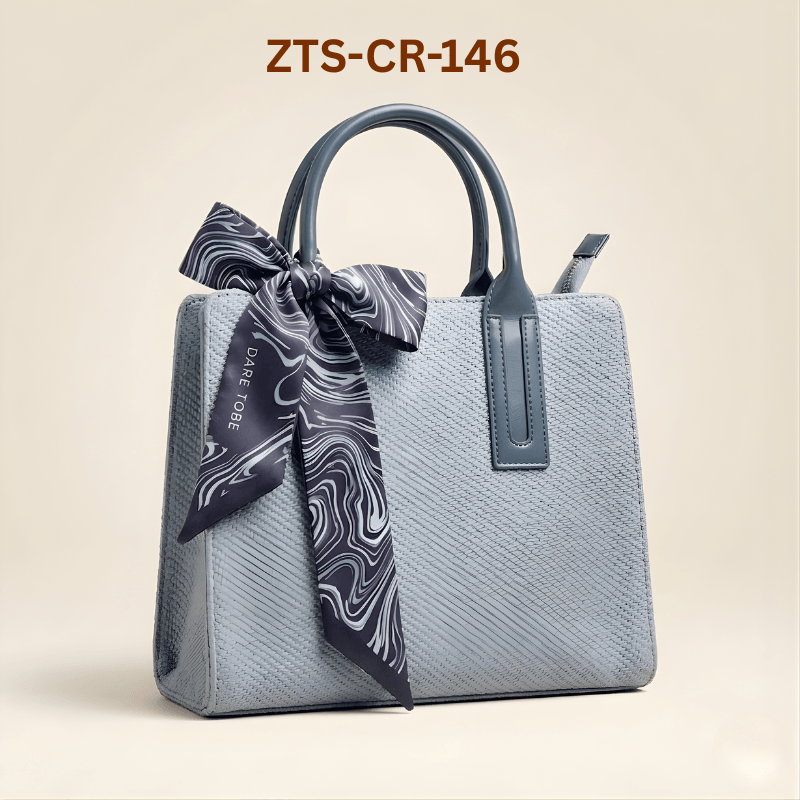 Luxury Textured Ladies Tote Bag Silk Scarf ZTS-CR-146