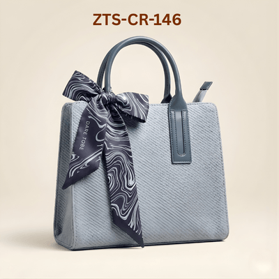 Luxury Textured Ladies Tote Bag Silk Scarf ZTS-CR-146