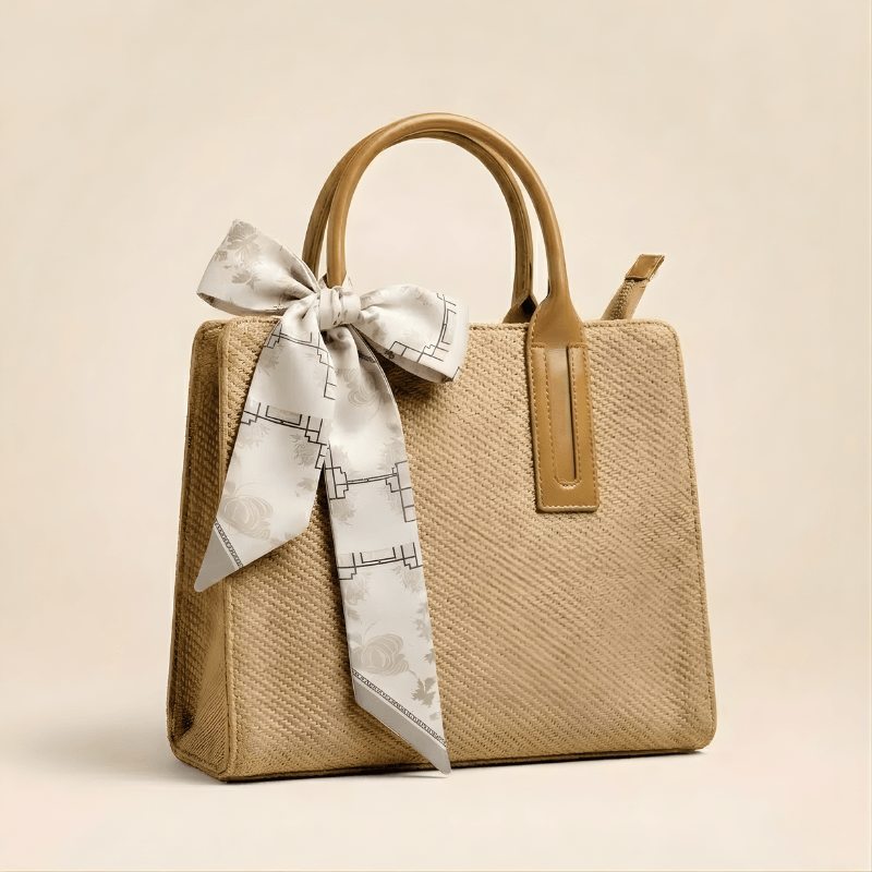 Luxury Textured Ladies Tote Bag Silk Scarf ZTS-CR-146