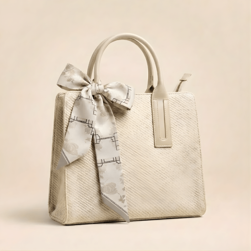 Luxury Textured Ladies Tote Bag Silk Scarf ZTS-CR-146