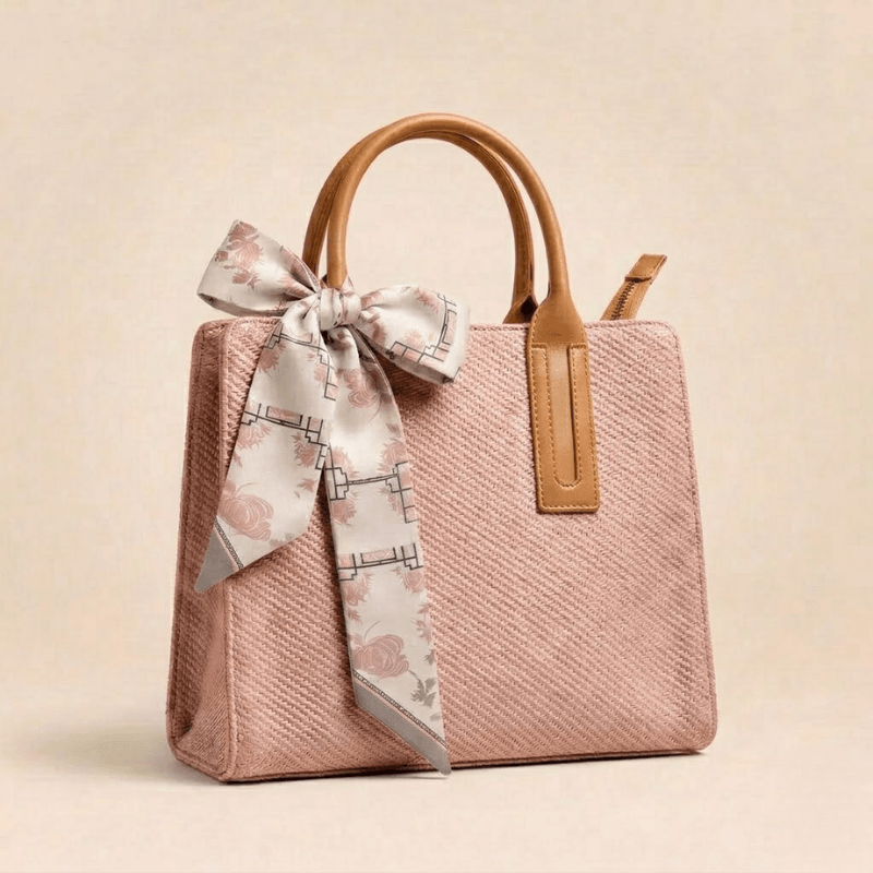 Luxury Textured Ladies Tote Bag Silk Scarf ZTS-CR-146