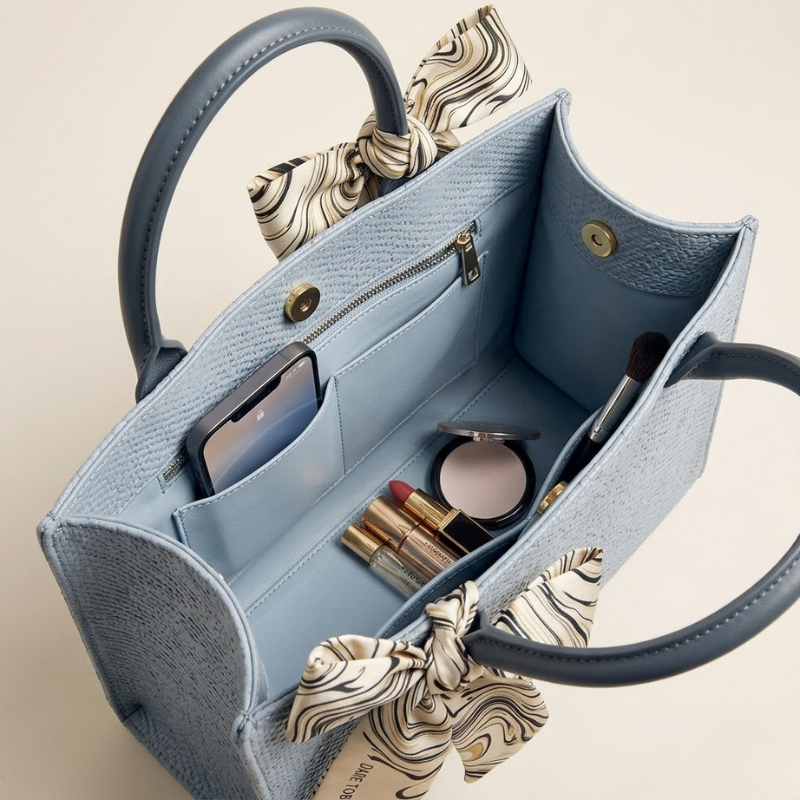 Luxury Textured Ladies Tote Bag Silk Scarf ZTS-CR-146