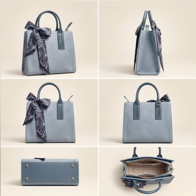 Luxury Textured Ladies Tote Bag Silk Scarf ZTS-CR-146