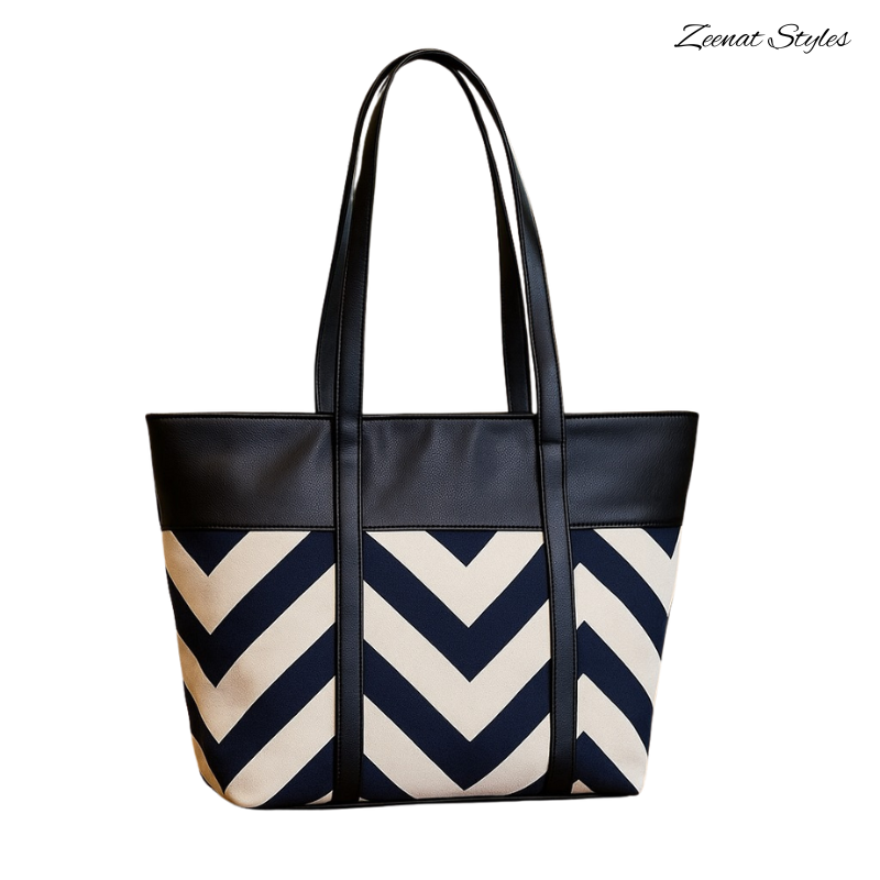 Chevron Detail Tote Bag with Faux Leather Finish ZTS-CR-061