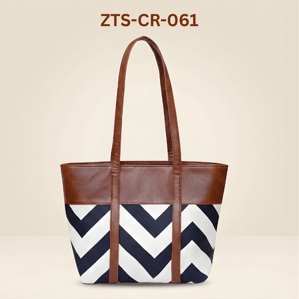 Premium Zig-Zag Pattern Tote Bag | Stylish Women’s Handbag ZTS-CR-061