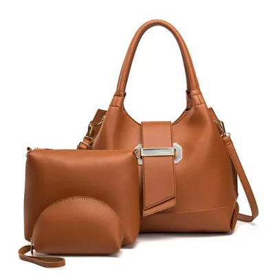 ZTS Genuine leather women handbag 3 pcs set shoulder bag crossbody bag tote bag - Zeenat Style