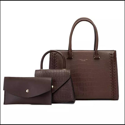 3 pcs PU Leather Designer Handbags Set Fashion Luxury  Women Purses and Handbags - Zeenat Style