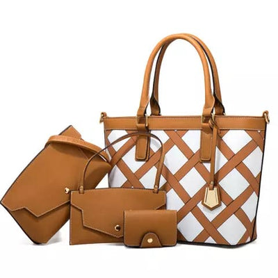 ZTS Special 4 pcs New Design Leather Tote BAG Women's Shoulder Crossbody Handbag Sets Women - Zeenat Style