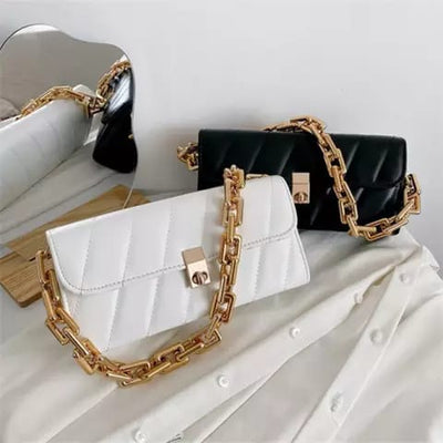 New Trendy Handbags Women Bags With Lock Chain underarm girl Shoulder bag - Zeenat Style